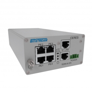 CERES E1 fibre optic multiplexer with 4-port 100 Mb/s Ethernet switch